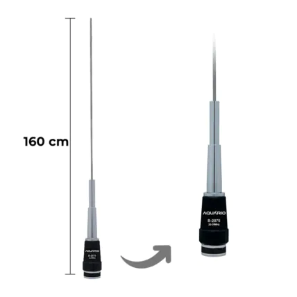 Antena Móvel Aquário B-2070 Com Bobina Na Base Para Rádio Px Possui Haste Dobrável