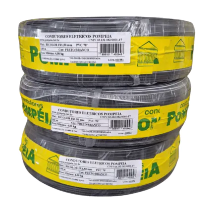 Fio Paralelo Pompéia Preto com tarja branca 2x14 1,50mm (100 Metros)