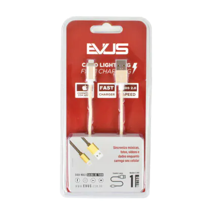 Cabo Usb Evus C-056 Lightning Fast Charge Gold 1,0M - 1