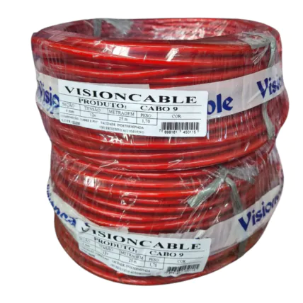 Cabo Visioncable 9.00Mm Som Profissional Cristal Vermelho - 25 Metros