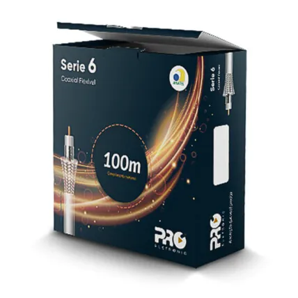 386064 - Cabo Coaxial RG6 Proeletronic CACO066001 60% de Malha - 100m