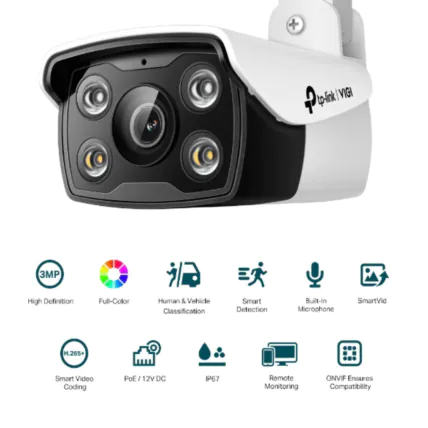 Câmera IP Bullet TP-Link Vigi C330 2.8mm 3Mp Full Color Wifi 2.0