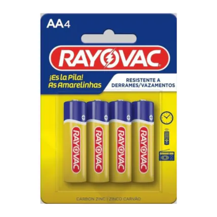 Pilha Zinco Rayovac Tamanho Aa Amarelinhas Com 4 Unidades