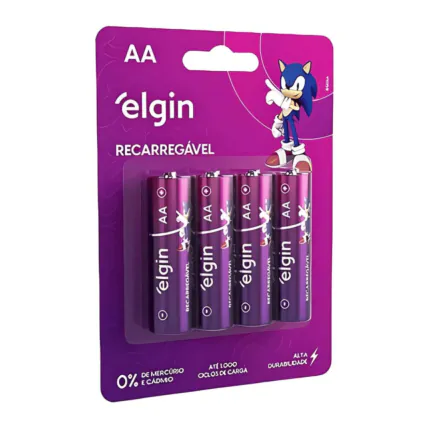 Pilha Recarregável Elgin Aa 2500Mah Blister Com 4 Unidades