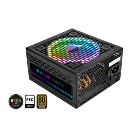 Fonte ATX Gamer Evus EVG750 ARGB 750w 80 Plus Bronze