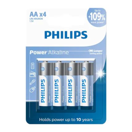 Pilha Alcalina Phillips AA com 4 unidades