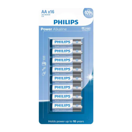 Pilha Alcalina AA Philips com 16 unidades