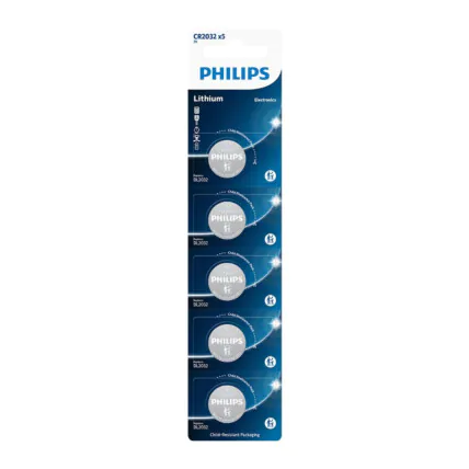 Bateria Litio Philips CR2032 com 5 unidades 
