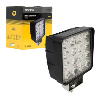 Farol Auxiliar TARPONN Quadrado 16 LEDs 48w 9~60v 6000K