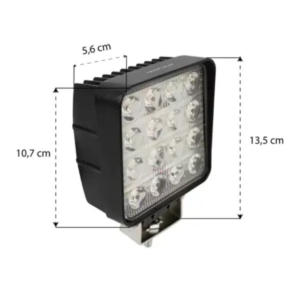 Farol Auxiliar TARPONN Quadrado 16 LEDs 48w 9~60v 6000K