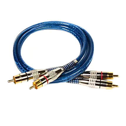 Par de Cabo RCA Blindado 2X2 NWT 1m com conectores dourados, disponível para compra no atacado.