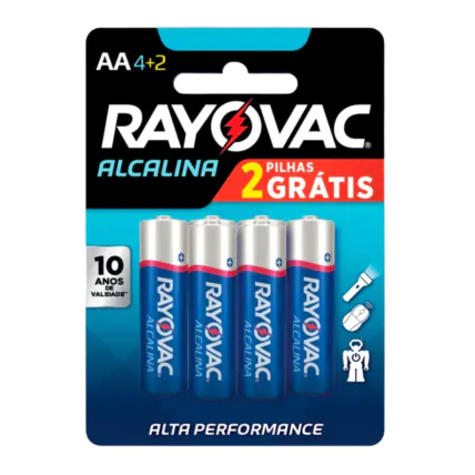 Pilha Alcalina AA Rayovac 4+2 Unidades 