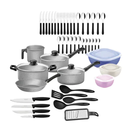 Kit Cozinha Tramontina com Panelas, Talheres e Utensílios - 47 Peças - 01